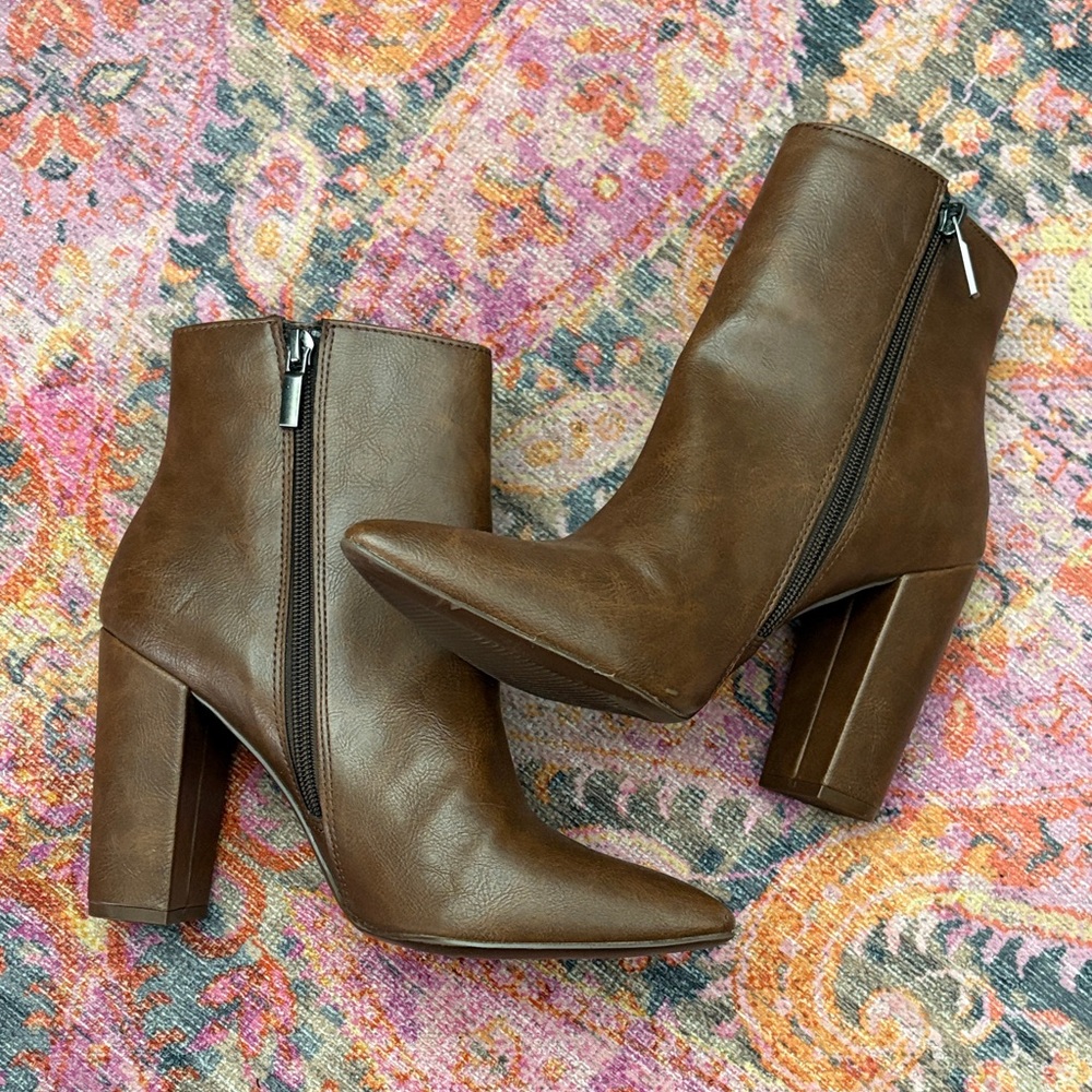 JustFab Chocolate Brown Heeled Boots